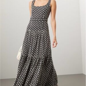 Black and White Embroidered Star Maxi Dress